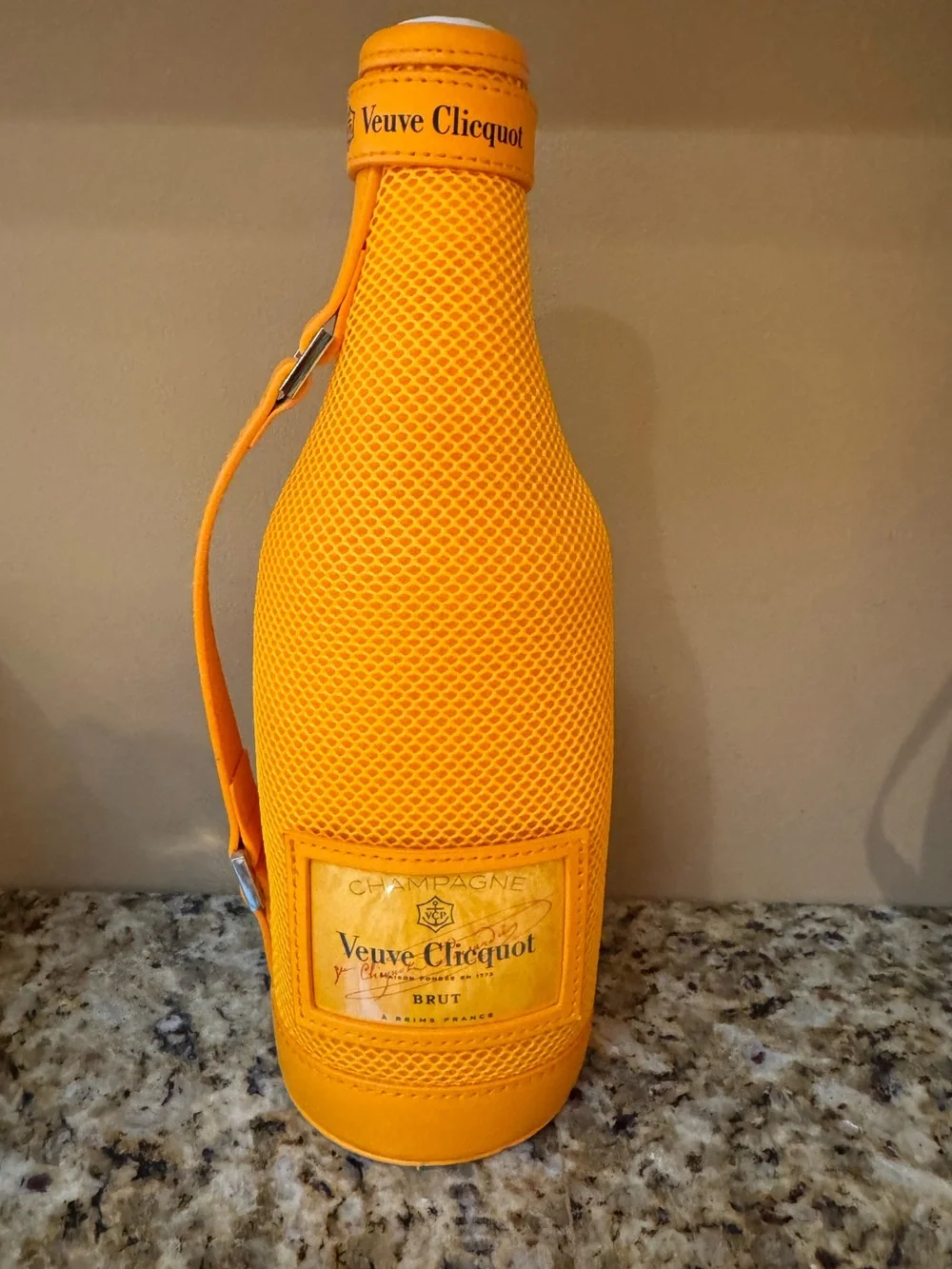Veuve Clicquot Orange Champagne Bottle Ice Jacket Zippered Sleeve with Handle